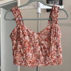 Japna White and Orange Chic Crop Top